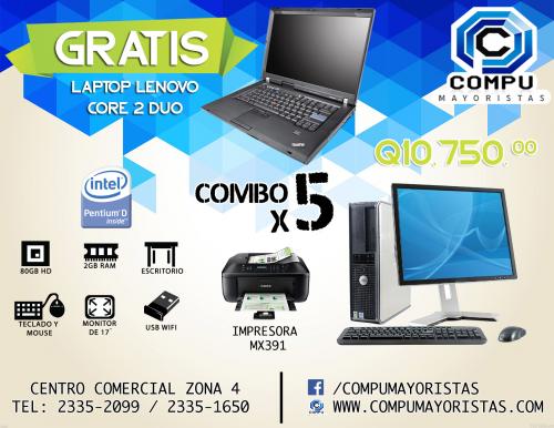 EL COMBO TE INCLUYE 05 COMPUTADORAS DELL DUAL - Imagen 1