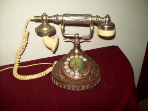 teléfono antiguo base de cobredisco de bron - Imagen 2