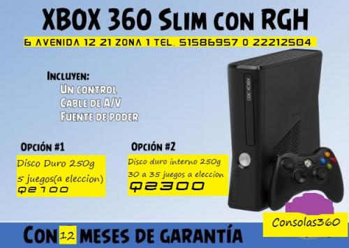 xbox 360 slim 250g con 30 juegos Q2250 ps4 us - Imagen 1