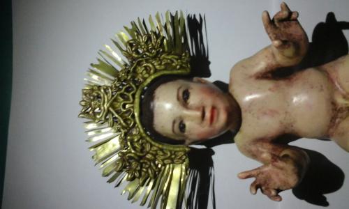 imagen religiosa niño Dios talla en madera - Imagen 2
