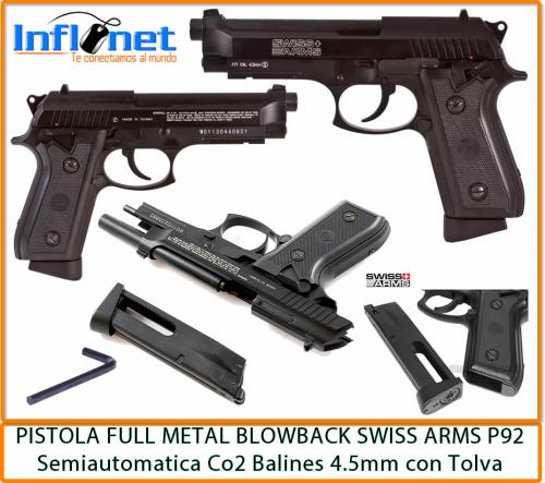 VENDO PISTOLA DE Co2 SWISS ARMS P92 FULL META - Imagen 1