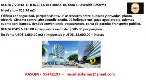 RASOM * Renta /Venta OFICINAS EN REFORMA 10  - Imagen 1