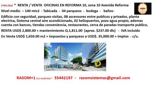 RASOM * Renta /Venta OFICINAS EN REFORMA 10  - Imagen 2