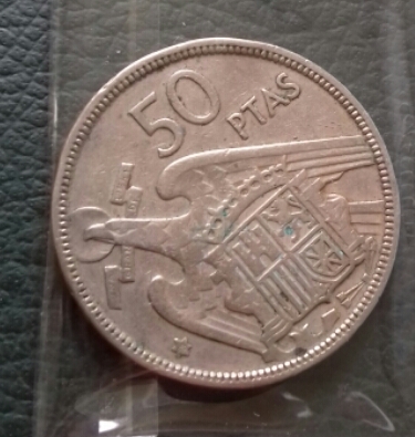 Moneda España serie 1957 moneda 50 Pesetas 6 - Imagen 1