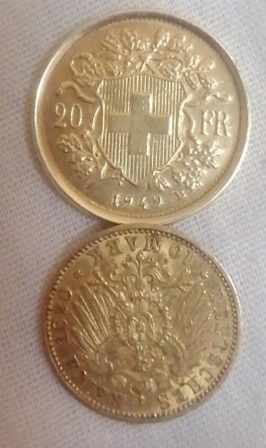 Vendo monedas antiguas 1 de suiza 20 francos  - Imagen 2