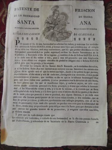 PATENTE DE FILIACION SIGLO XVII Patente en b - Imagen 1