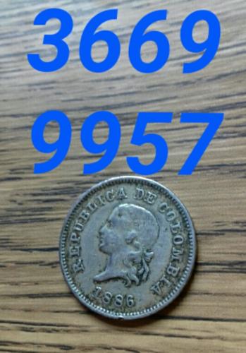 Moneda antigua fecha 1886 REPÚBLICA DE COLOM - Imagen 3