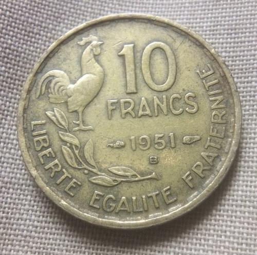 Moneda 10 FRANCS fecha 1951 letra B LIBERTE E - Imagen 1