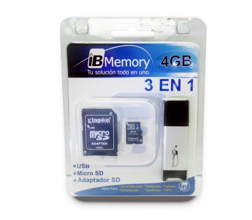 MEMORIA IB MICRO 4GB 3 EN 1  COMBO DE USB M - Imagen 1